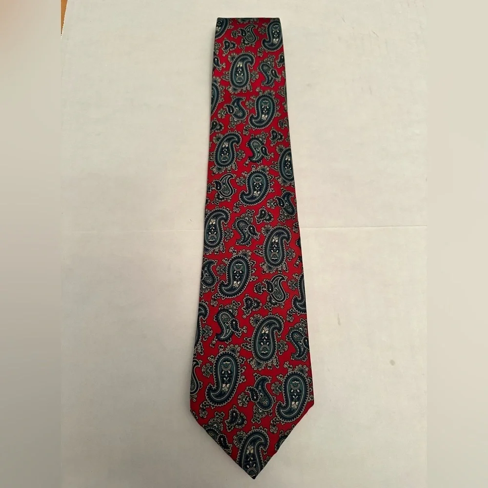 Bert Pulitzer Men's Necktie Tie‎ Silk Red Blue Green Paisley Made in USA